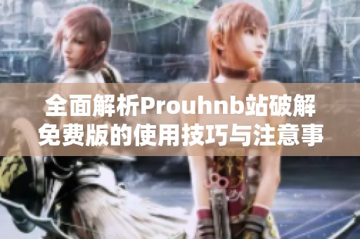 全面解析Prouhnb站破解免费版的使用技巧与注意事项